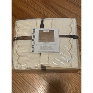 Vintage VICTORIA CLASSICS LUXURY Queen SET CREAM /Gold Embroidered EDGES NEW